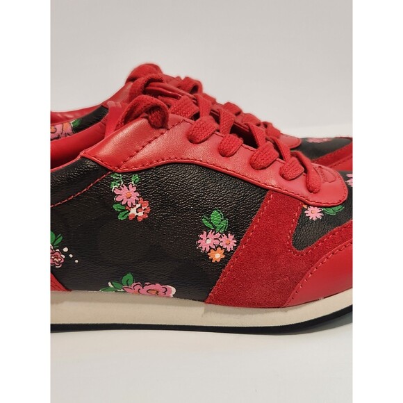 Coach Rebecca II Signature Logo Red and Black Floral Athletic Shoes 7.5 GREAT! - Picture 5 of 16